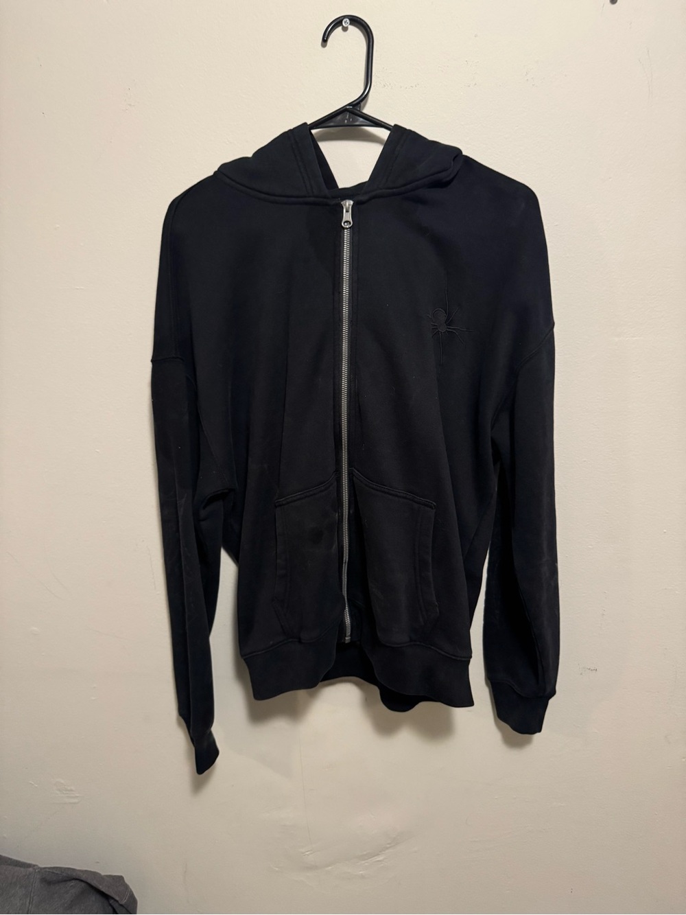 Hollister Spider Black Full-Zip Hooded Sweater